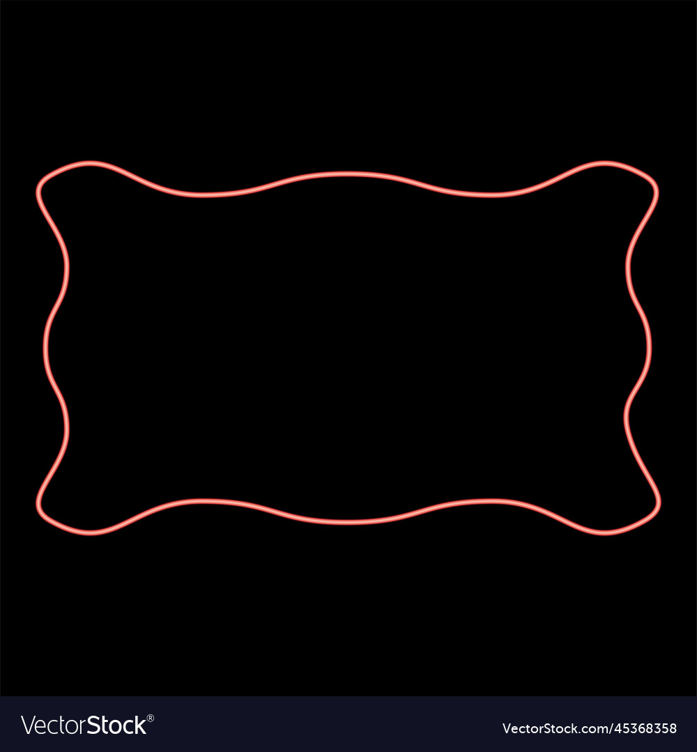 Neon rectangular banner layout wave shape frame