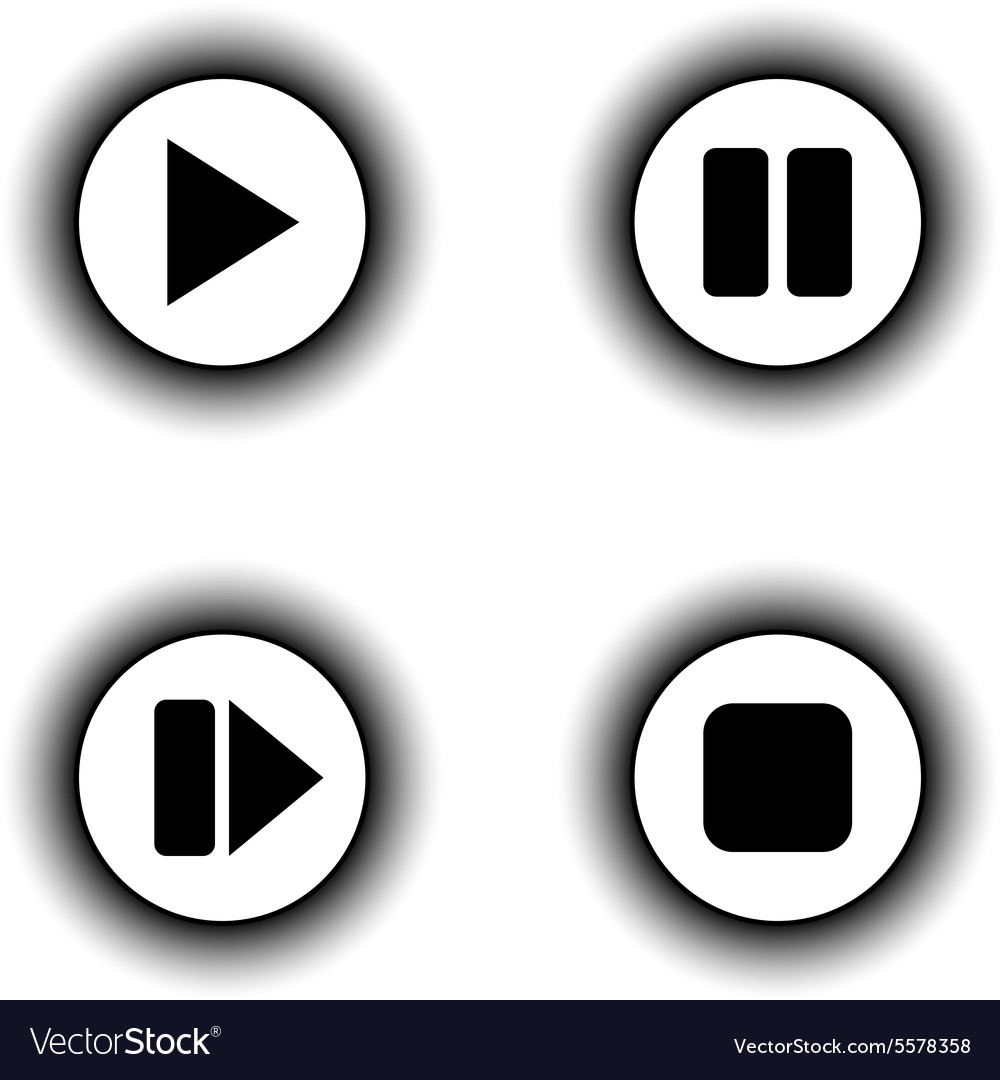 Play pause stop forward buttons set