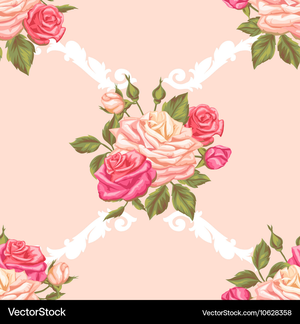 Seamless pattern with vintage roses decorative Vector Image