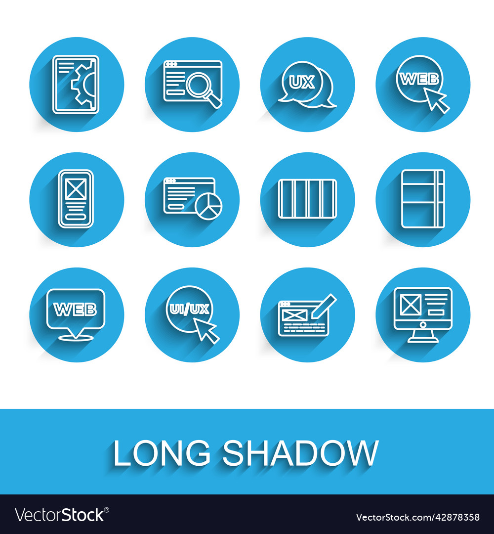 Set line web and graphic design ui or ux vector image Set line web and graphic design ui or ux