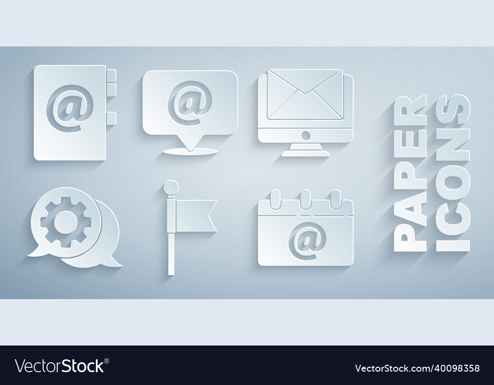 Set location marker monitor and envelope speech vector image Set location marker monitor and envelope speech