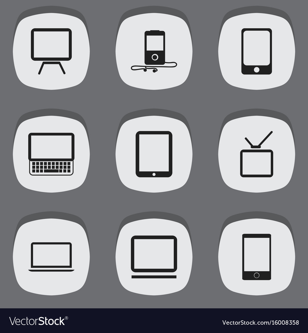 Set of 9 editable gadget icons includes symbols