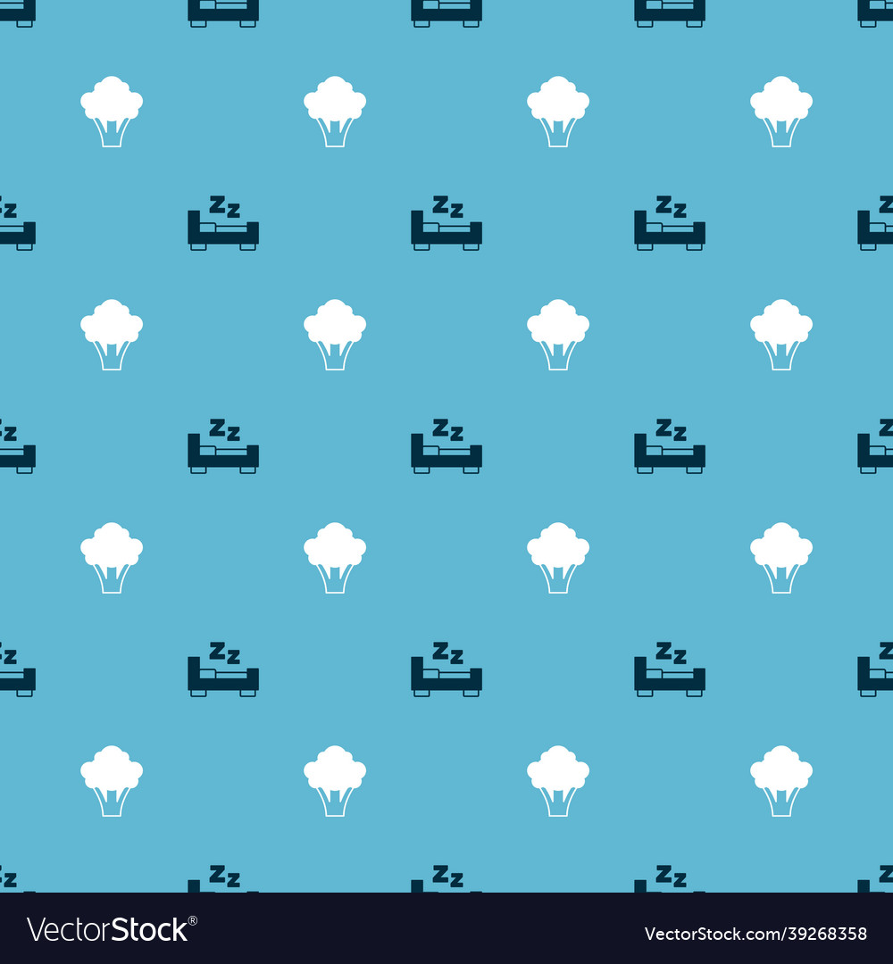 Set time to sleep and broccoli on seamless pattern vector image Set time to sleep and broccoli on seamless pattern