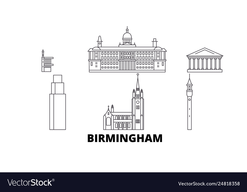 United kingdom birmingham line travel skyline set