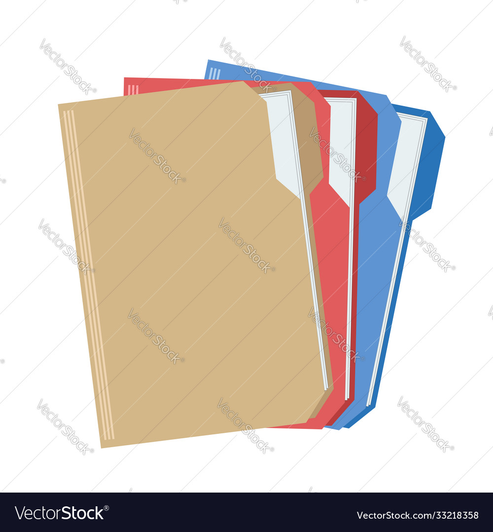 Web computer color folders with documents files vector image Web computer color folders with documents files