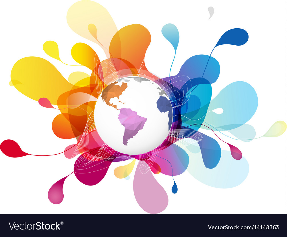 Abstract colored background with polygonal globe