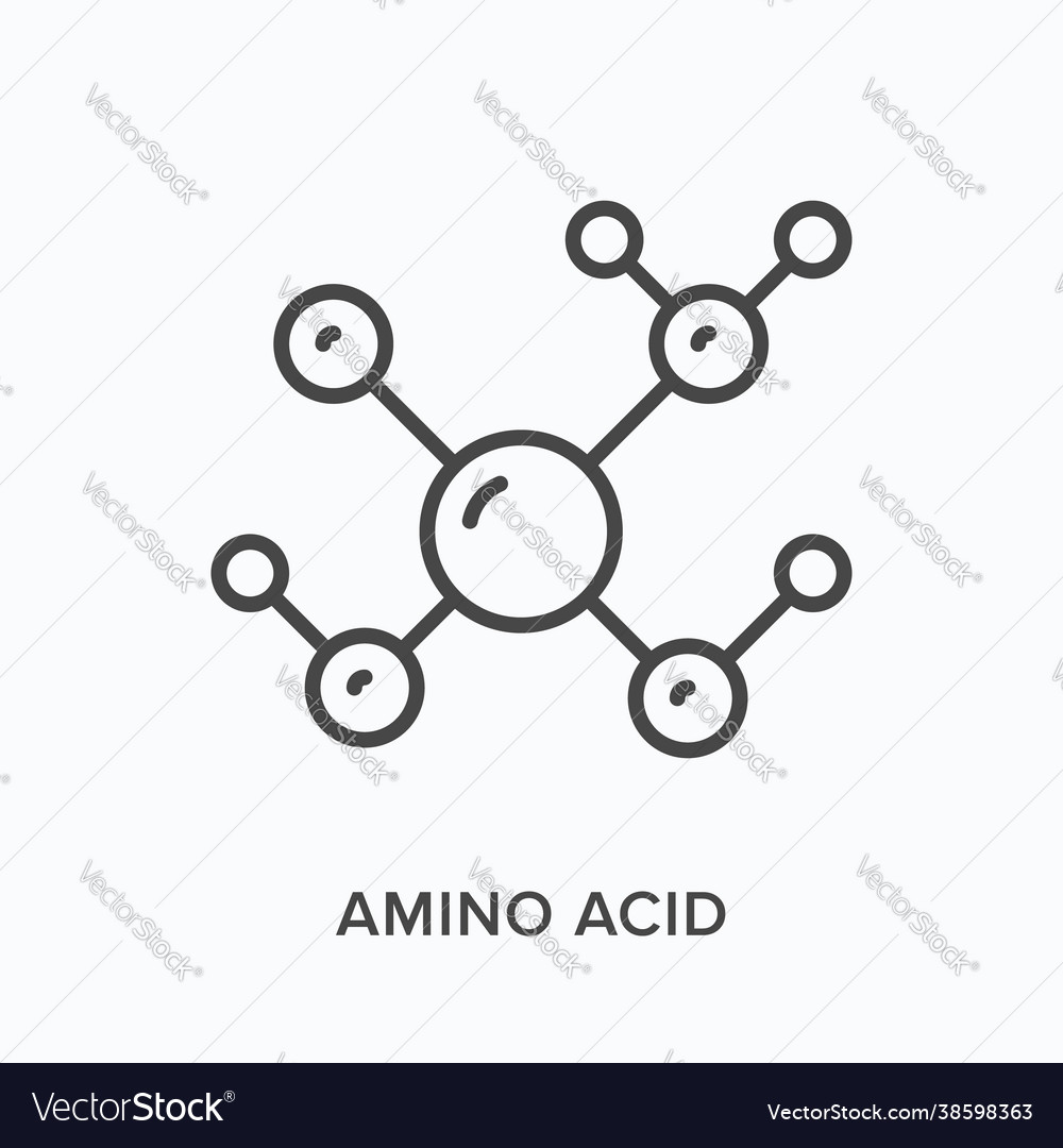 Amino acid flat line icon outline Royalty Free Vector Image