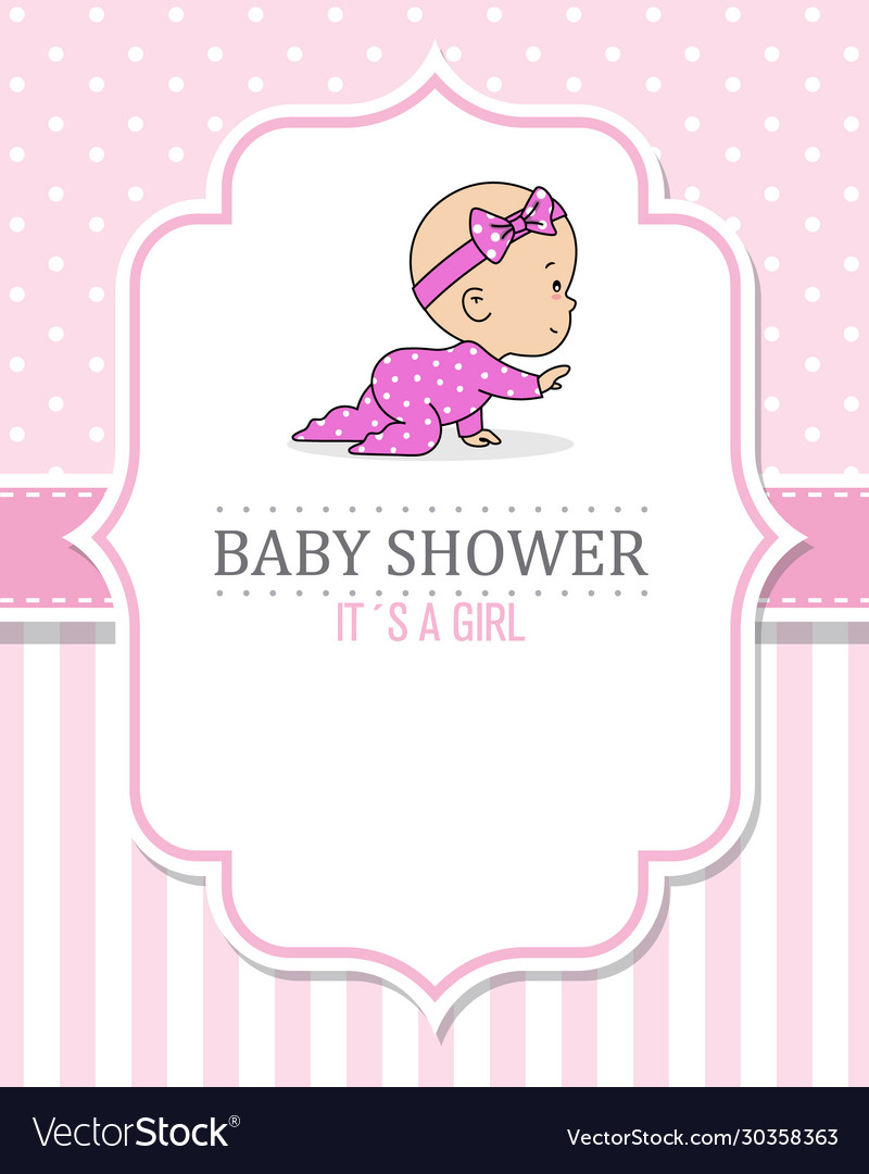 Bashower card crawling girl Royalty Free Vector Image