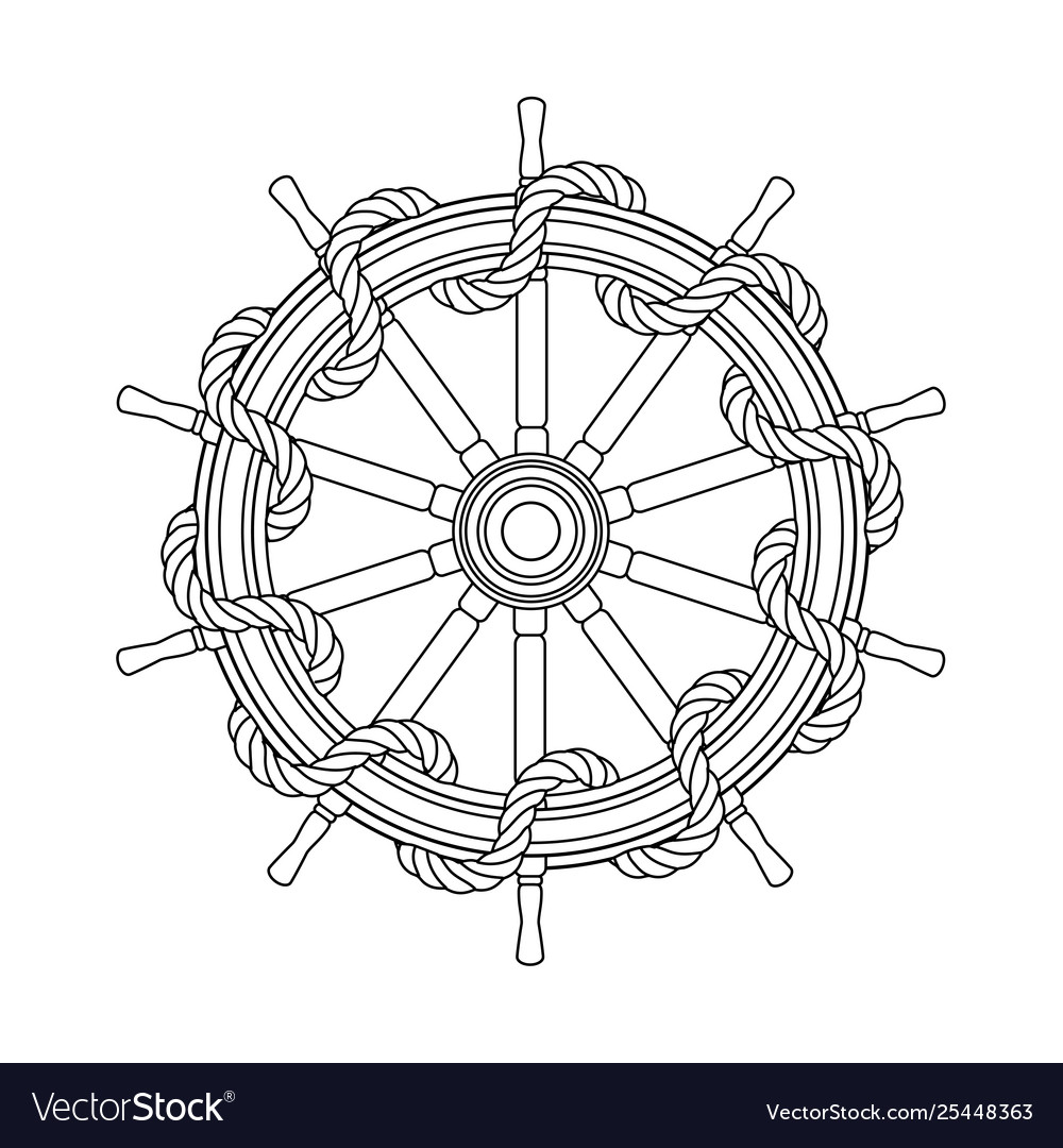 Black white rope boat handwheel ship wheel helm