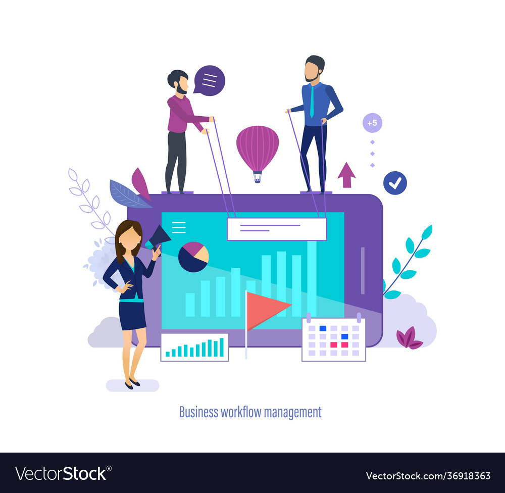 Business workflow management time task vector image Business workflow management time task