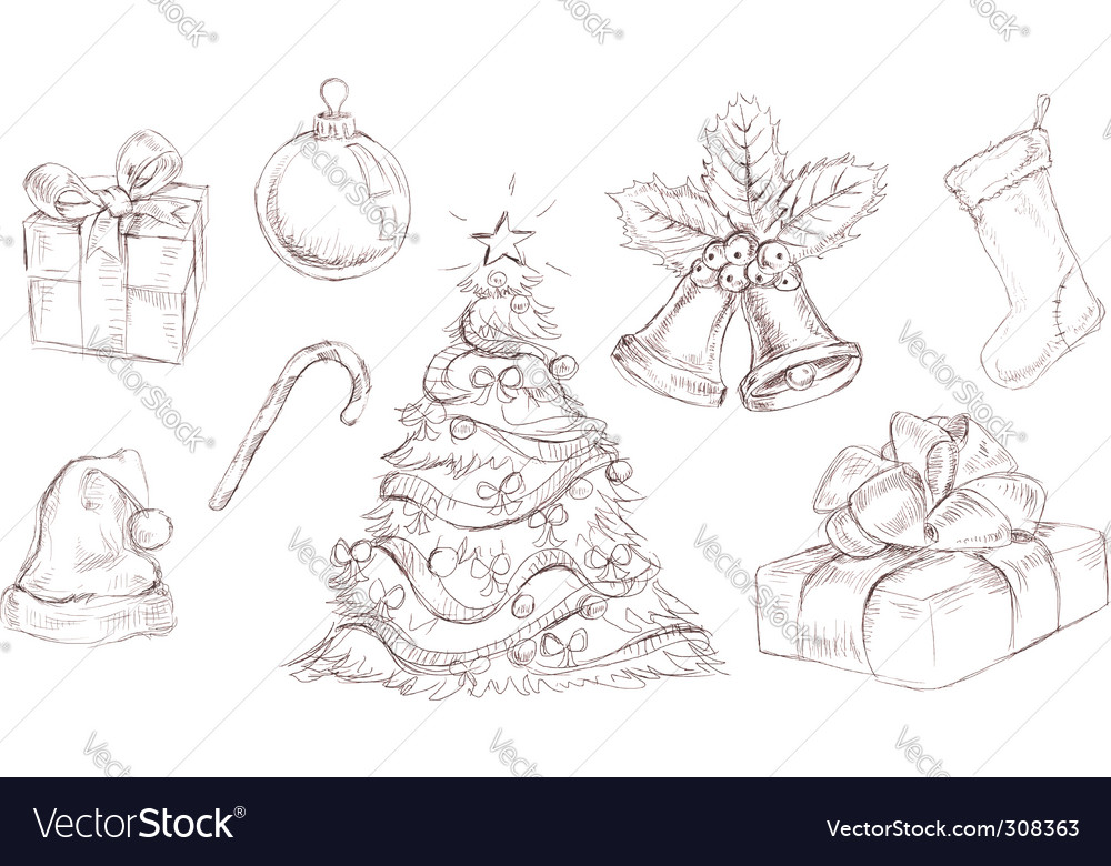 Christmas doodles Royalty Free Vector Image - VectorStock