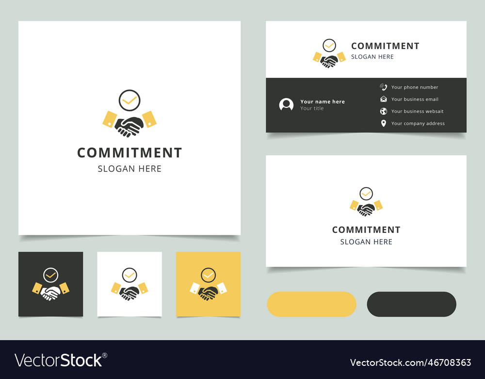 Commitment logo design with editable slogan vector image Commitment logo design with editable slogan