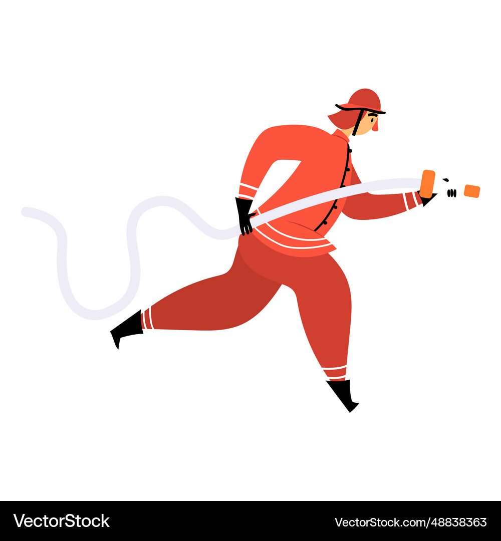 Firefighter fire hose flat Royalty Free Vector Image