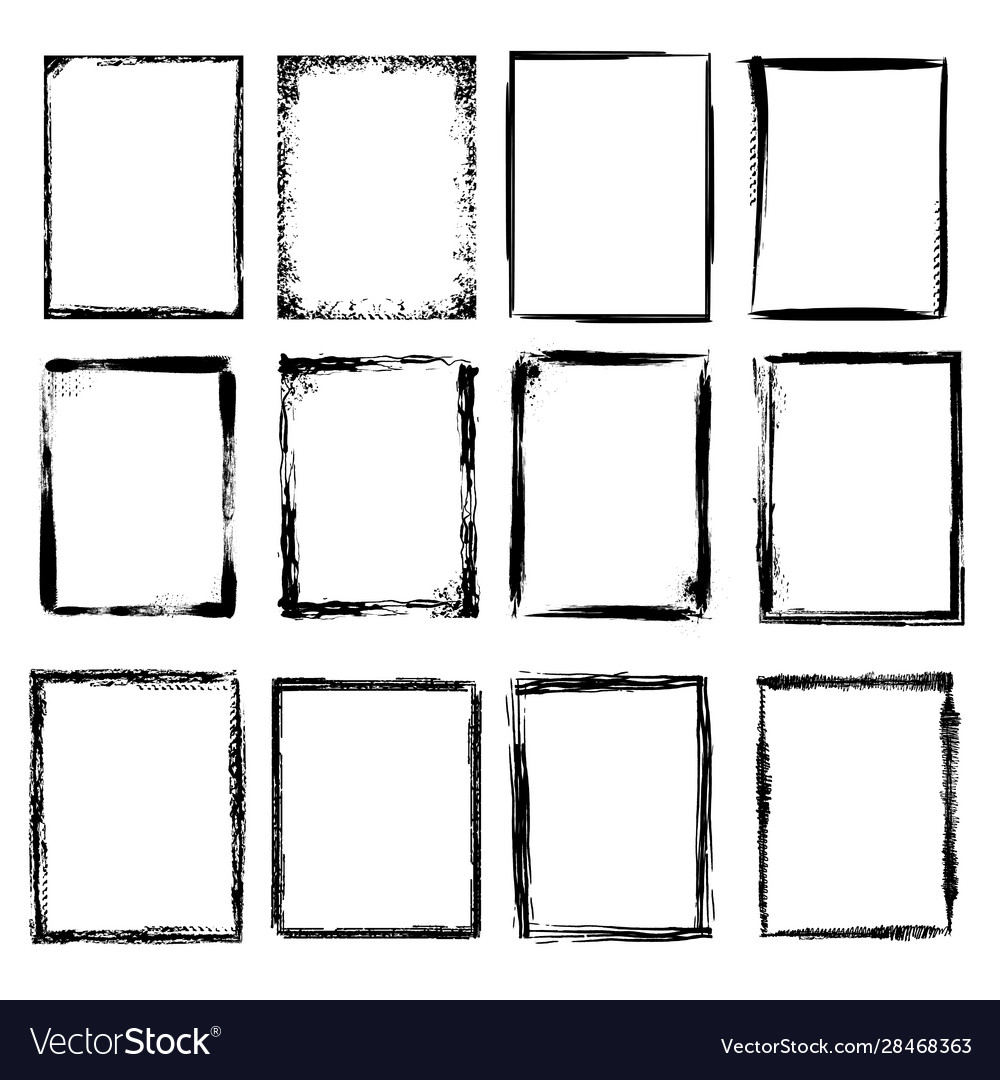 Grunge frames scratchy sketched shapes Royalty Free Vector