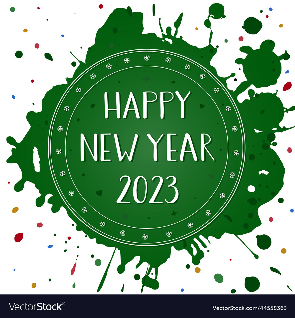 Happy new year 2023 rubber stamp on stain vector image Happy new year 2023 rubber stamp on stain