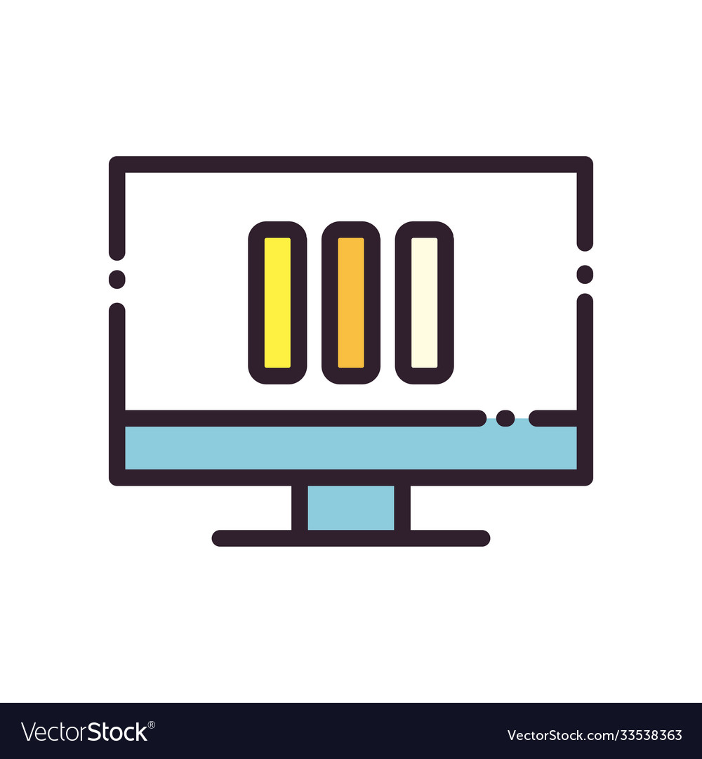 Infographic bars chart on computer line and fill