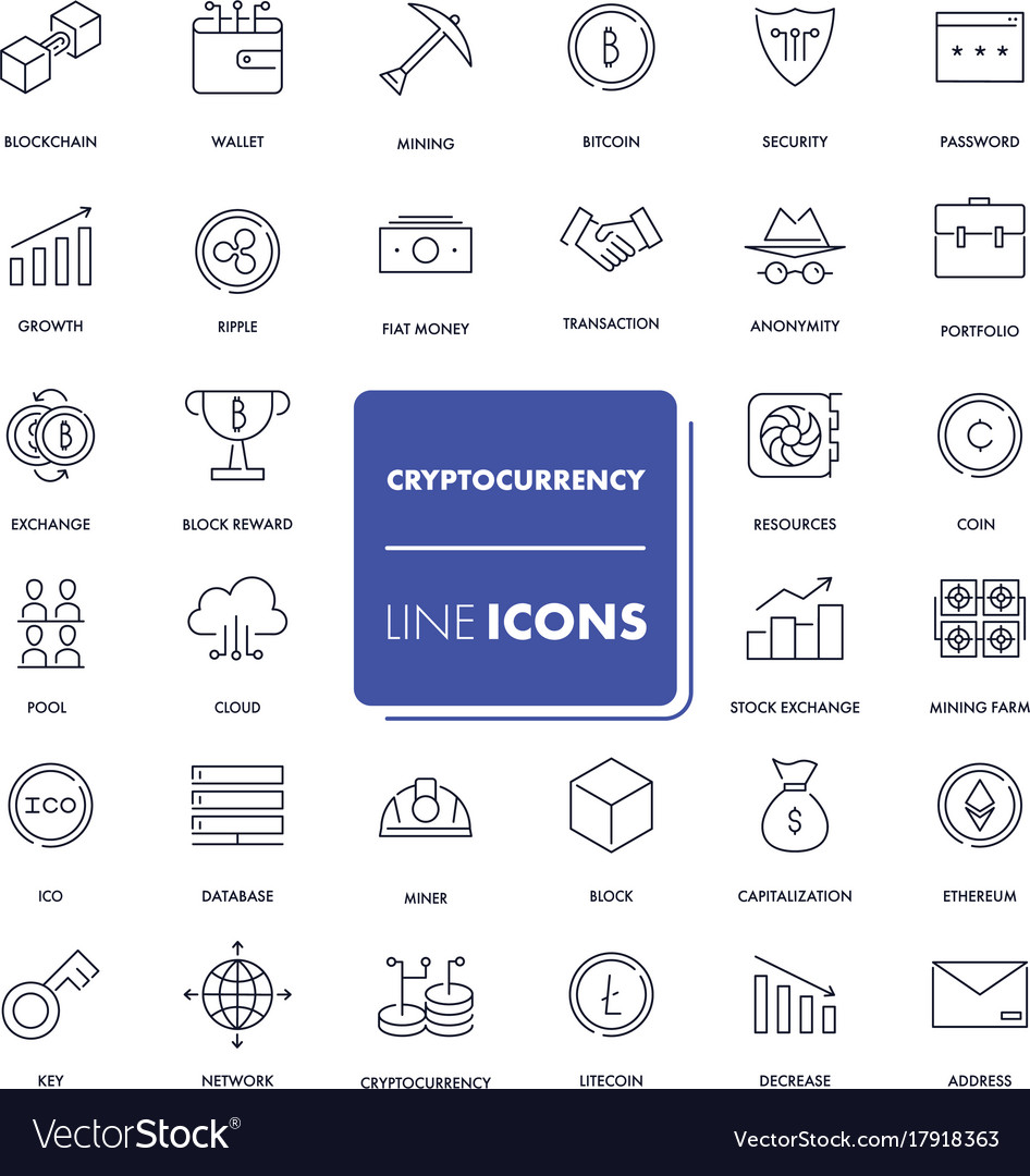 Line icons set cryptocurrency