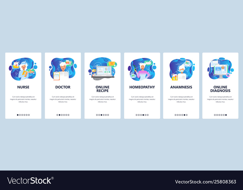 Mobile App Onboarding Screens Health Icons Nurse Vector Image