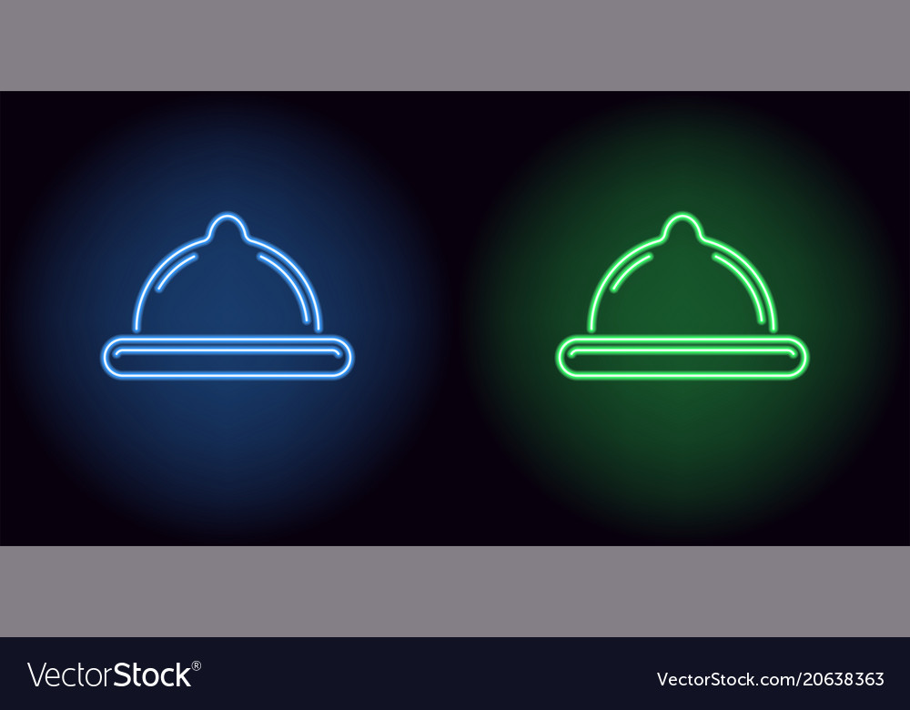 Neon condom in blue and green color