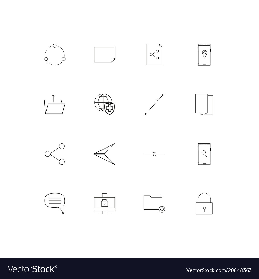 Network and database linear thin icons set