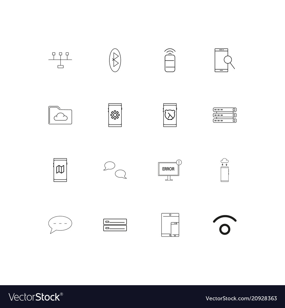 Network and database linear thin icons set