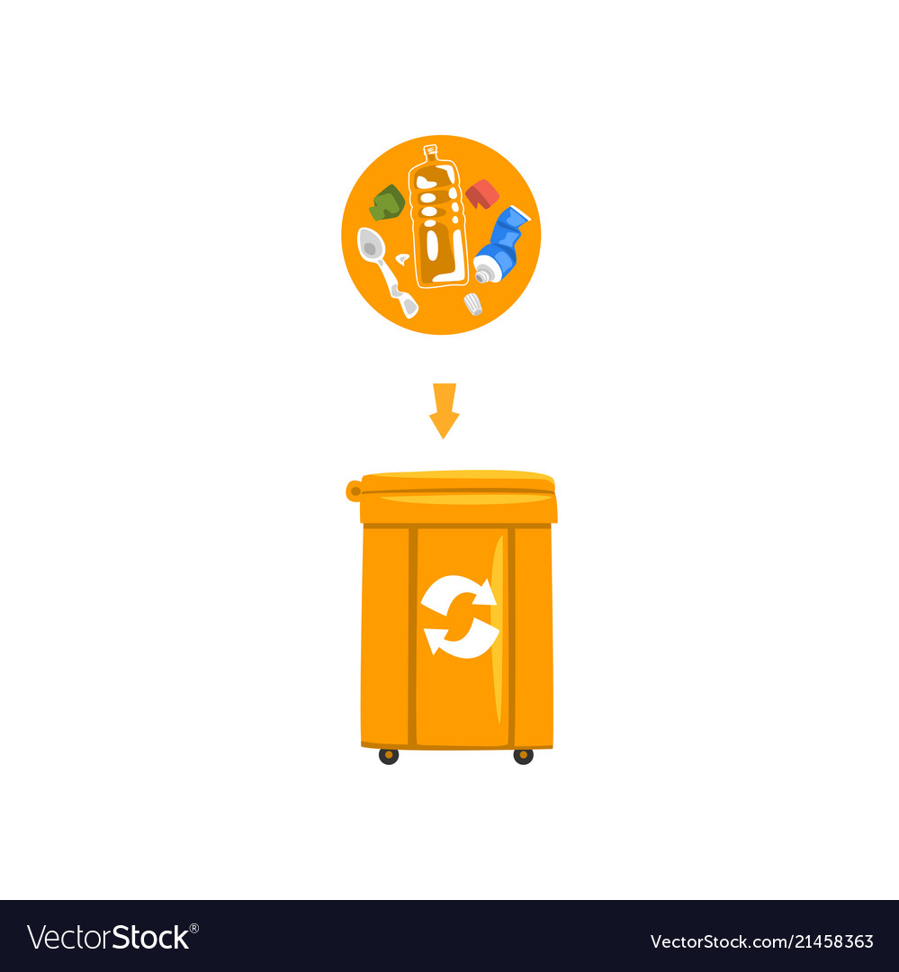 Orange trash garbage can with sorted vector image Orange trash garbage can with sorted