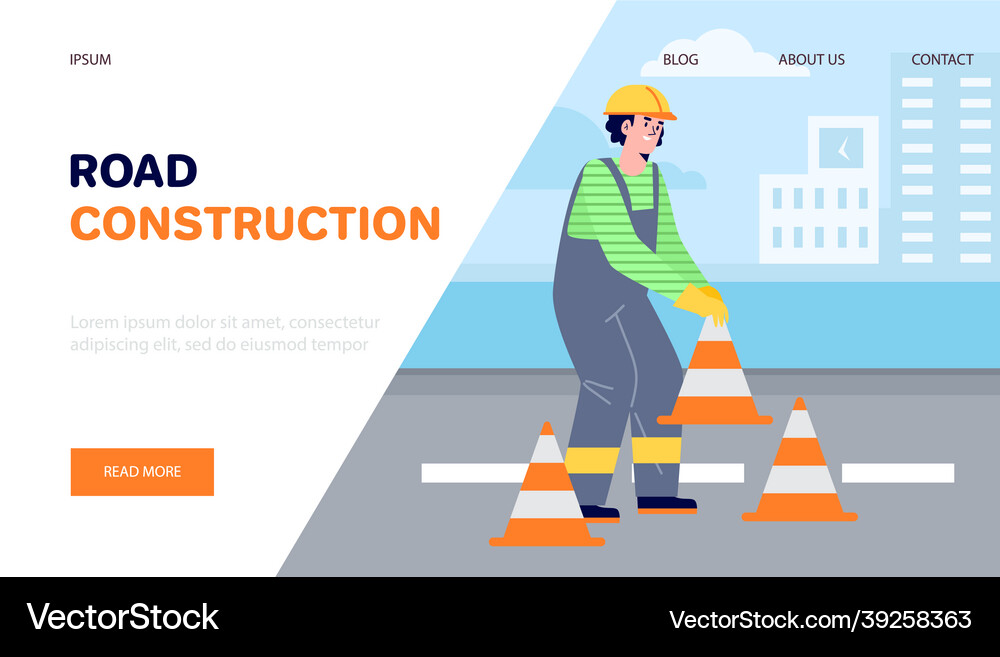 Web template for road construction Royalty Free Vector Image
