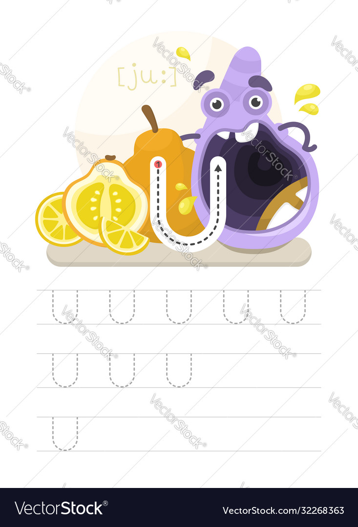 Write a letter u and character vector image Write a letter u and character