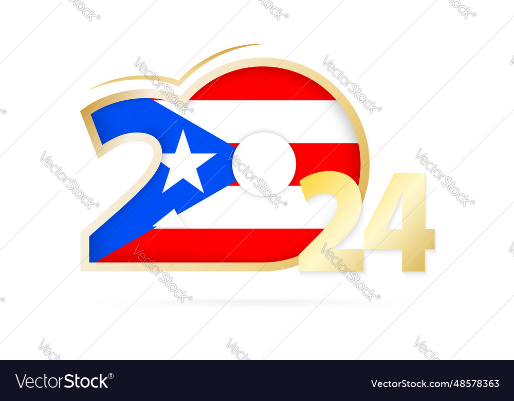 Year 2024 with puerto rico flag pattern