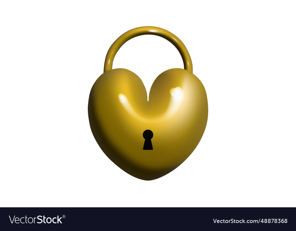 3d gold lock with keyhole