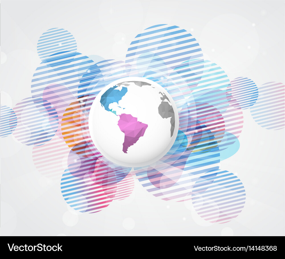 Abstract colored background with polygonal globe Vector Image