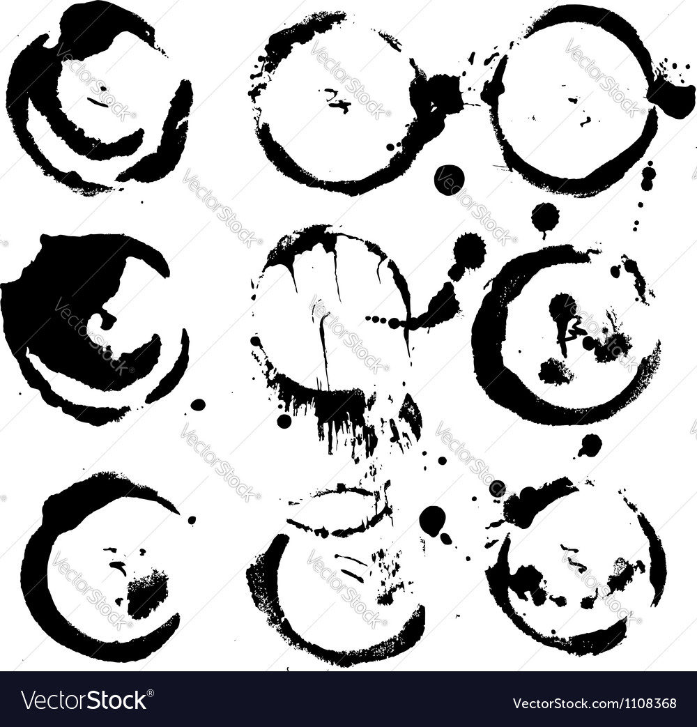 Abstract round prints strokes and splashes of ink