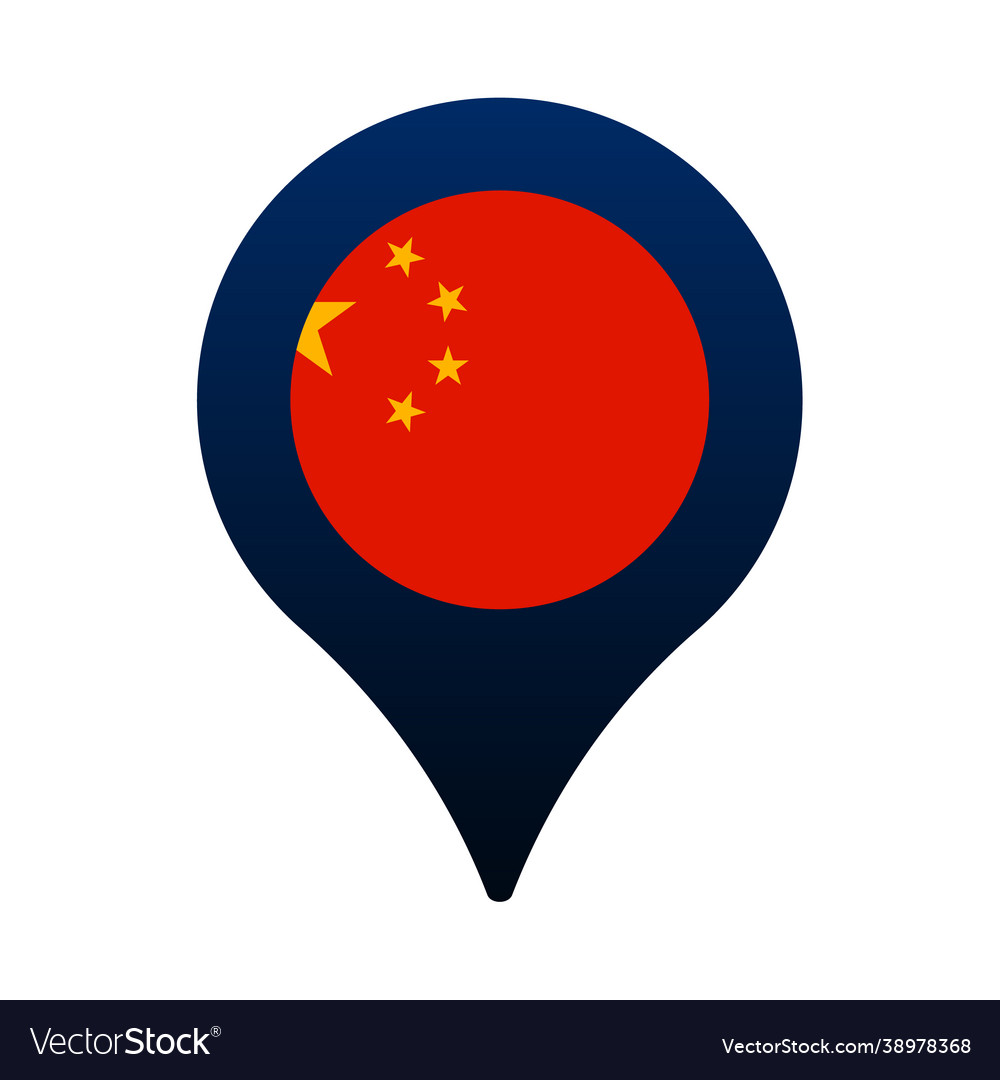 China-Flagge und Kartenzeiger-Symbol national Vector Image China-Flagge und Kartenzeiger-Symbol national