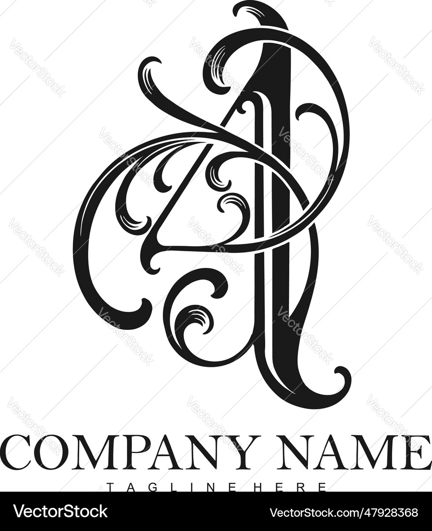 Glamorous number 4 vintage monogram logo Vector Image