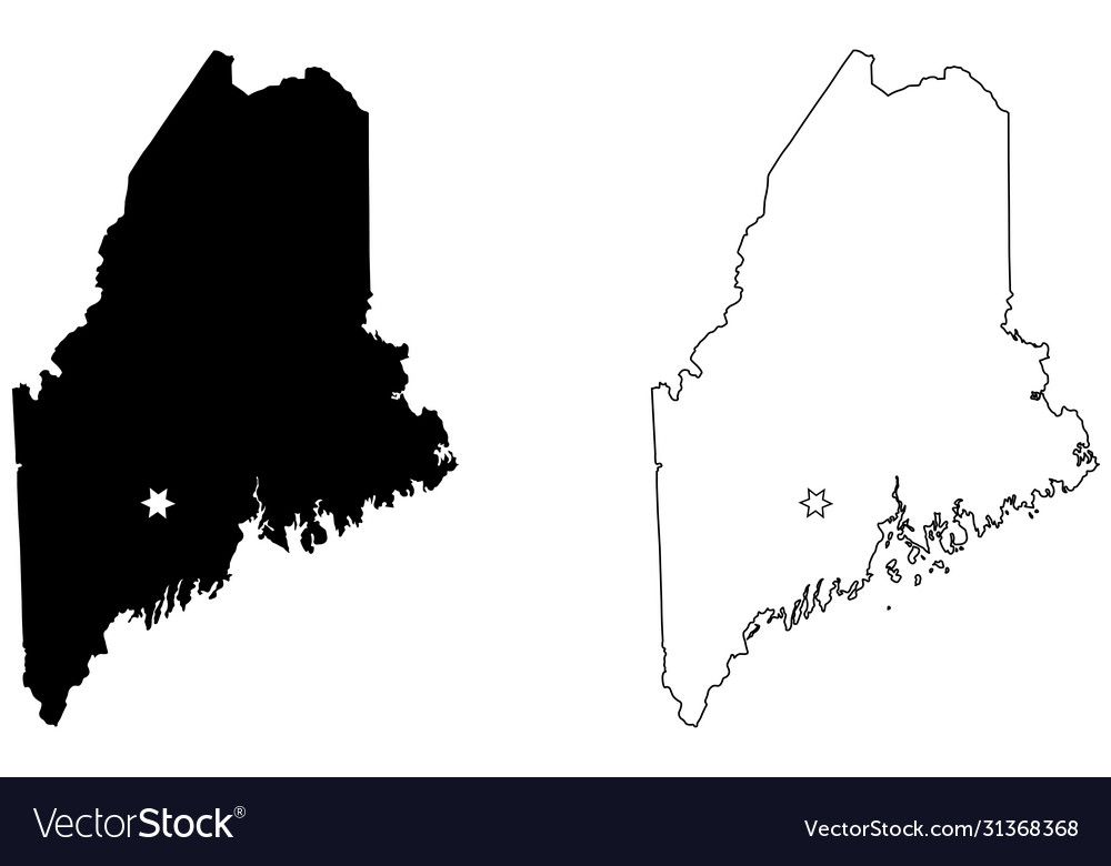 Maine me state map usa with capital city star Vector Image