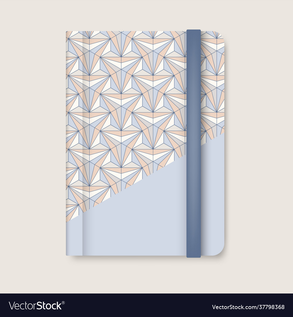 Pastel geometric pattern cover a blue diary