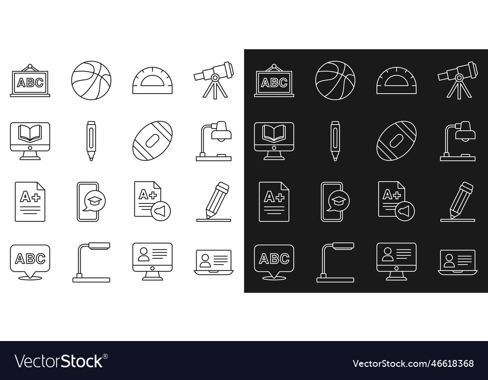 Set line online class pencil with eraser table