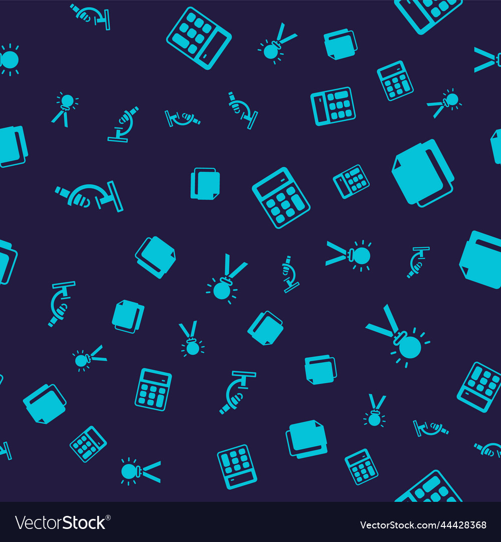 Set microscope file document calculator vector image Set microscope file document calculator