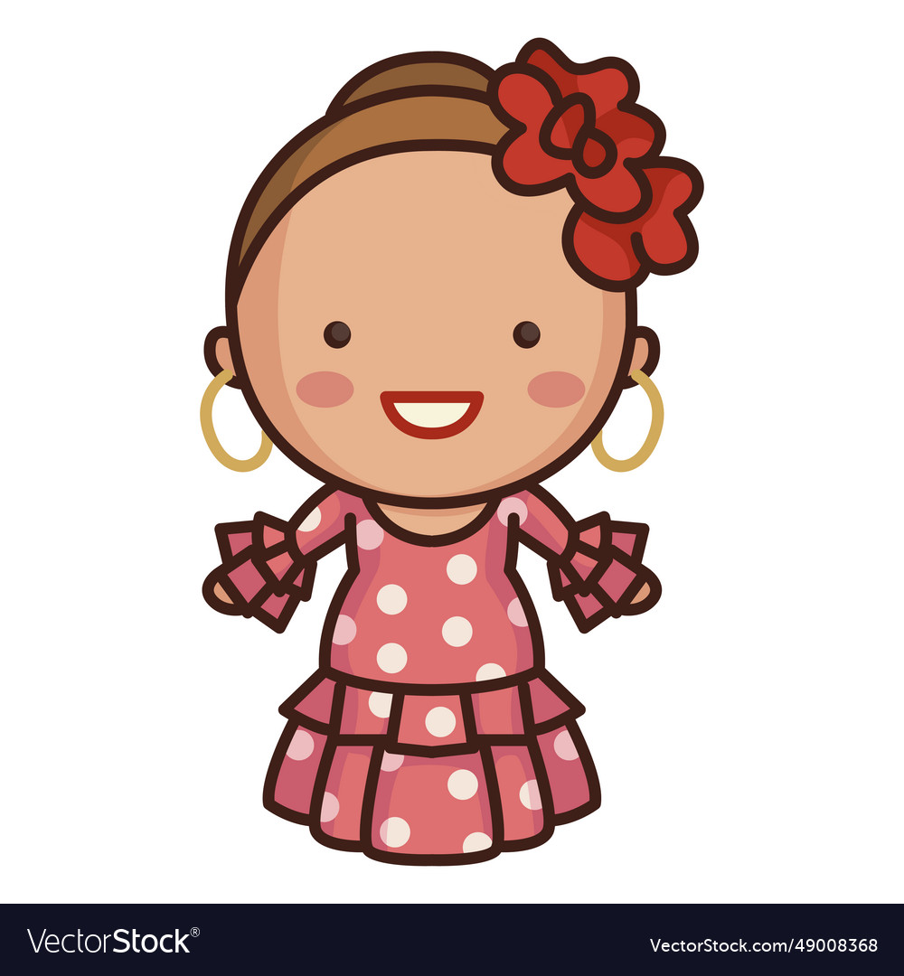 Spanish cute lady dress Royalty Free Vector Image