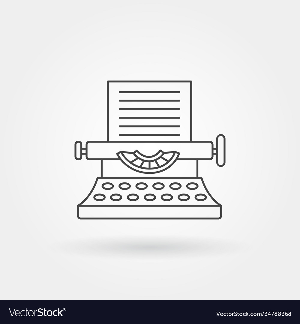 Typing machine icon single isolated with modern vector image Typing machine icon single isolated with modern