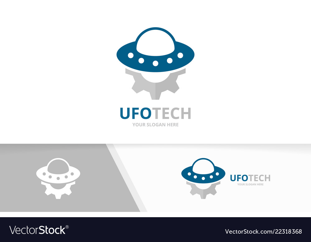 Ufo and gear logo combination spaceship