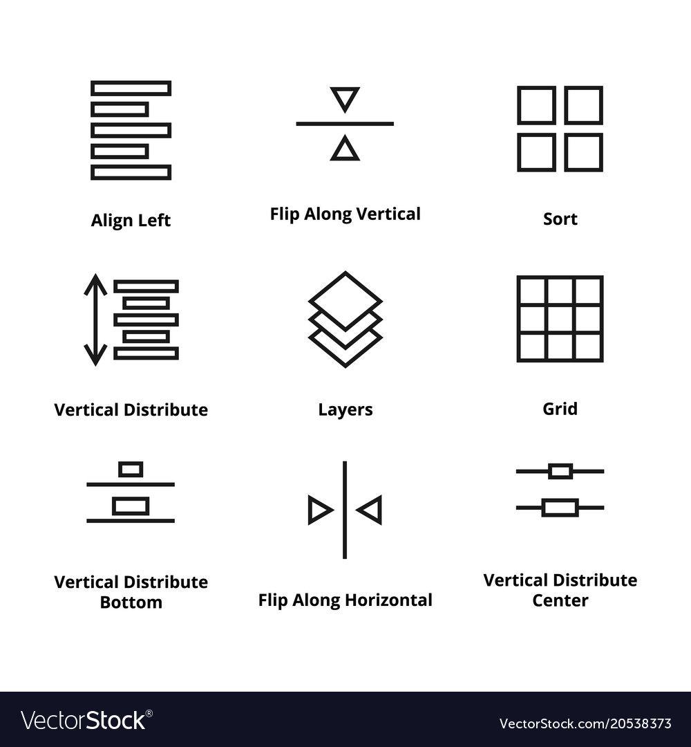 9 alignment line icons