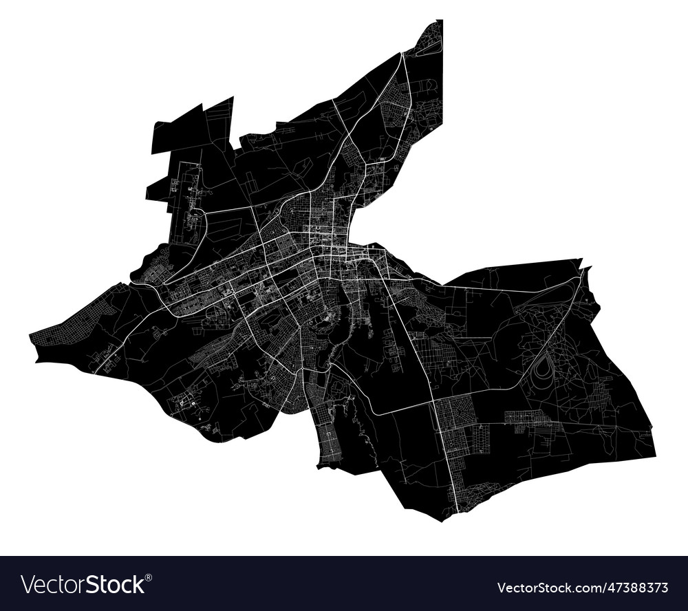 Al ain map detailed black map of ain city Vector Image