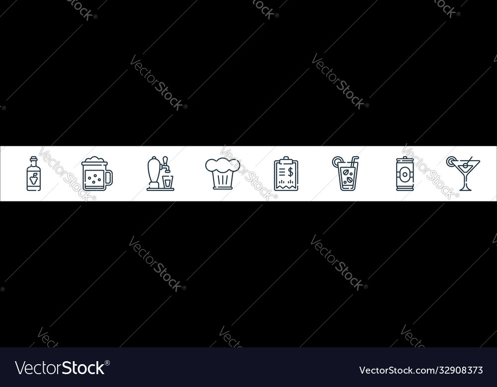 Bar line icons linear set quality vector image Bar line icons linear set quality