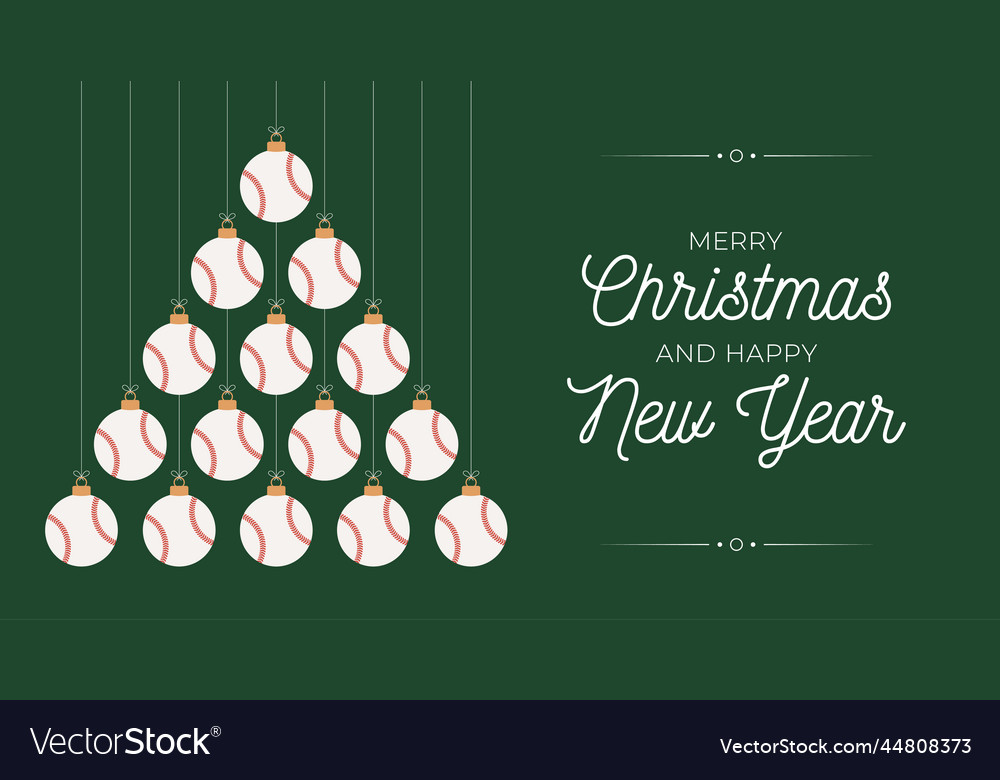 Baseball christmas and new year greeting card