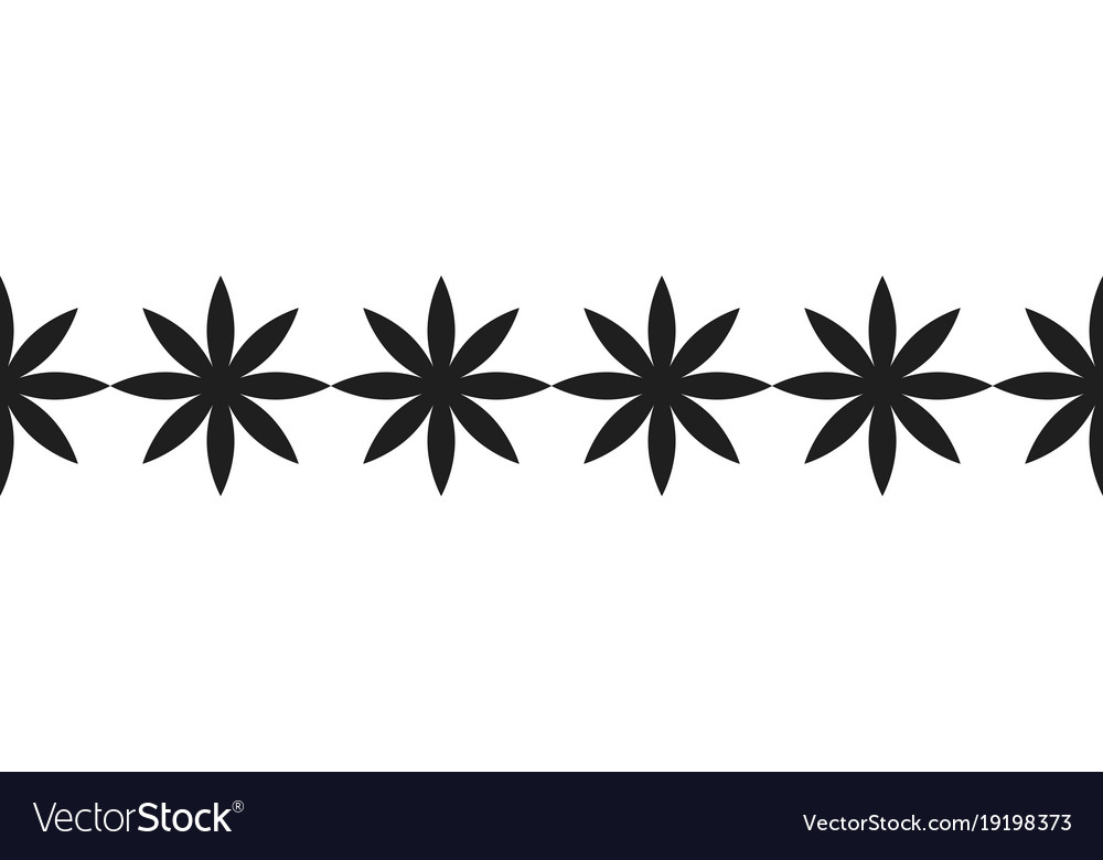 Black silhouette flowers decorative border Vector Image