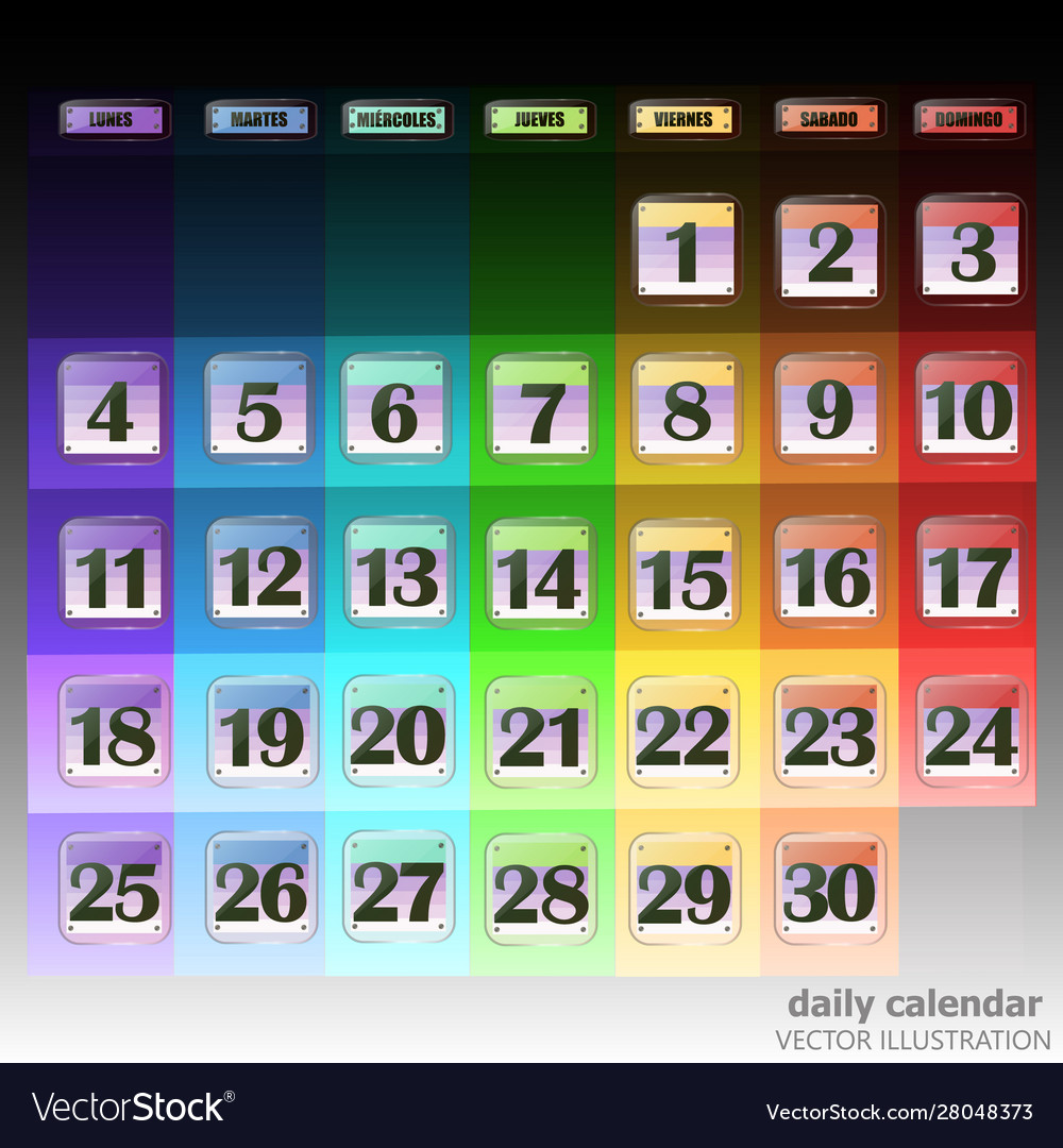 Colorful calendar for november 2019 in spanish Vector Image