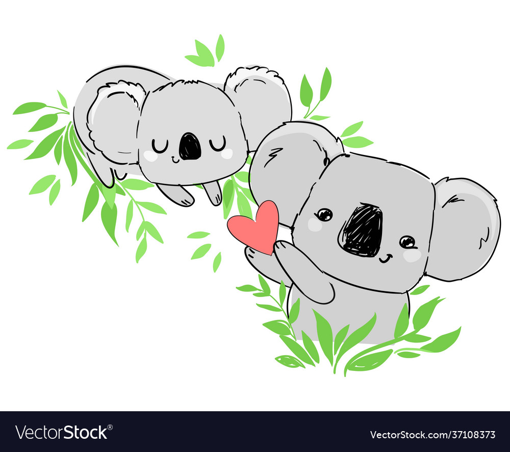 Cute koala and heart beautiful childish print Vector Image