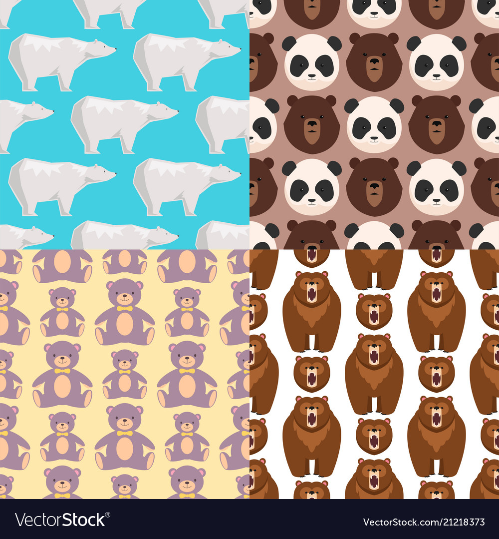 Different style bears seamless pattern background vector image Different style bears seamless pattern background