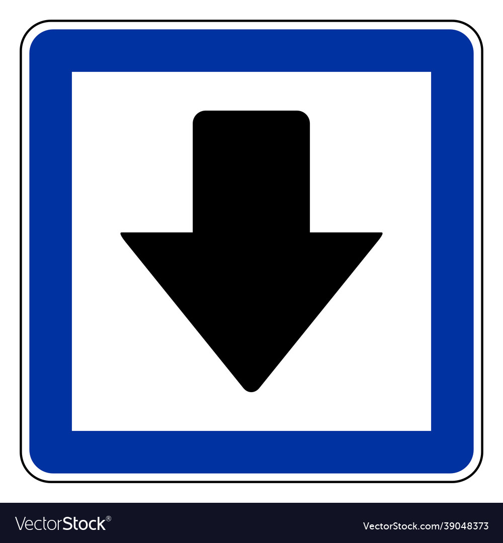 Down arrow and road sign